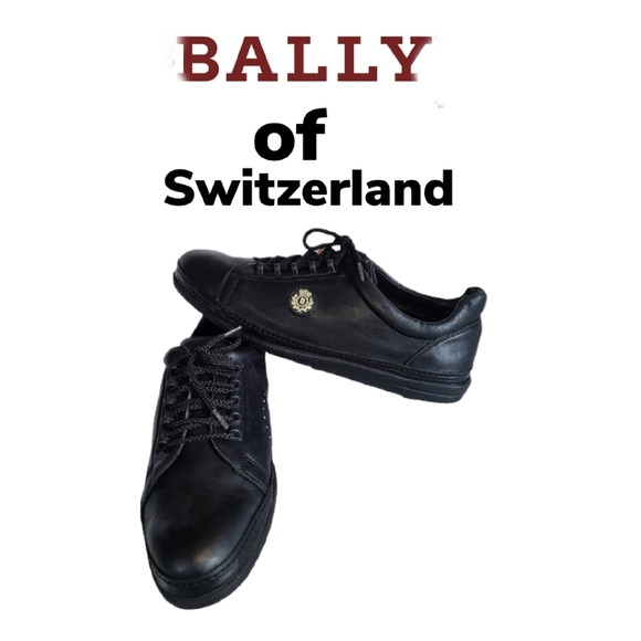 VINTAGE BALLY TRAMP BLACK LEATHER SNEAKERS